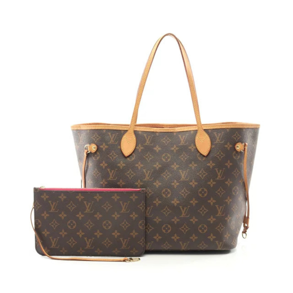 Louis Vuitton Neverfull Tote Bag Canvas Leather Monogram Brown